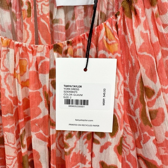 TANYA TAYLOR Dress York Lined Guava Multi - Picture 8 of 13